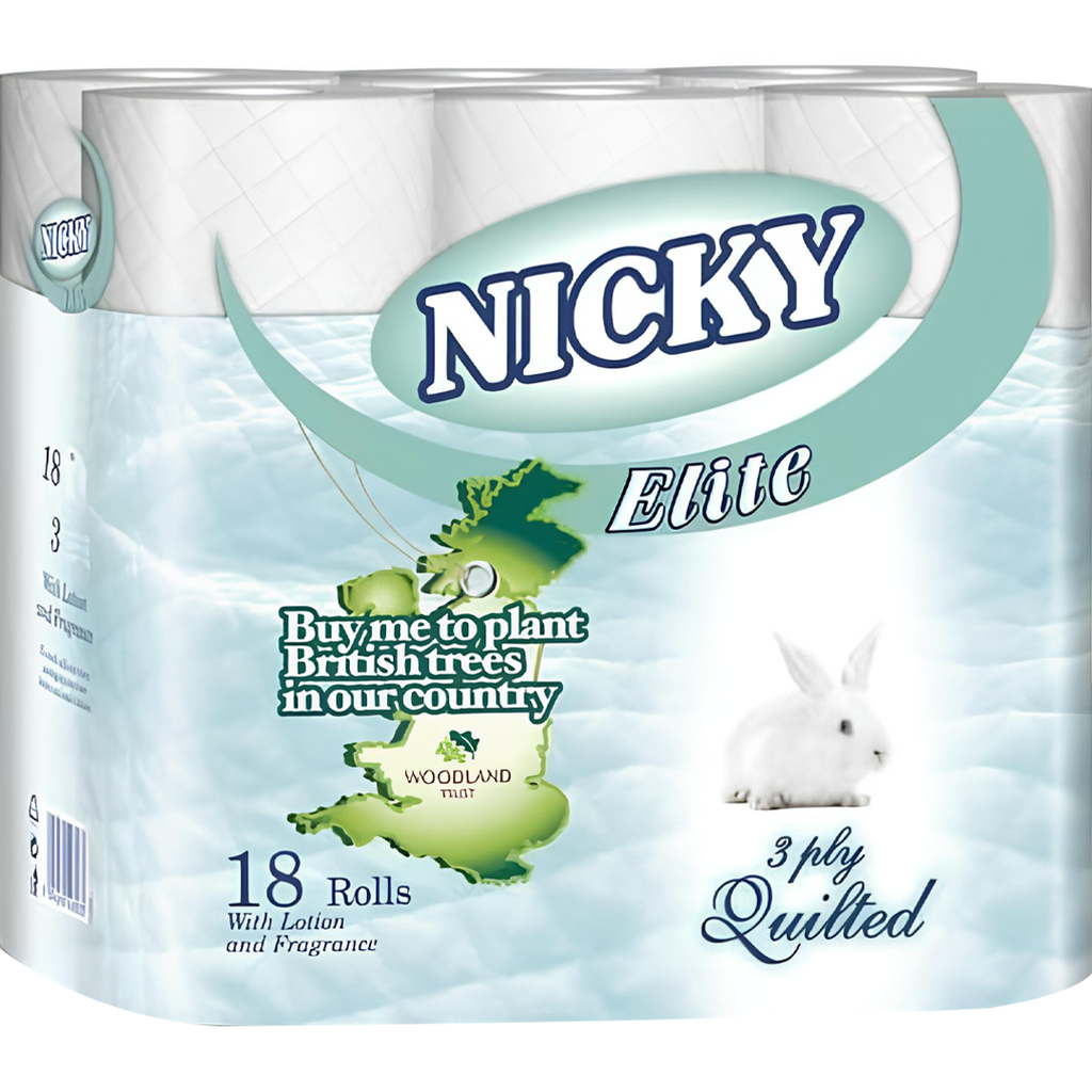 Nicky Elite White Toilet Tissue 3 Ply 18 Roll