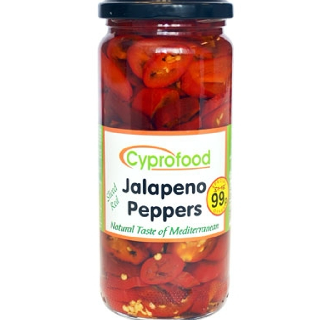 Cyprofood Sliced Red Jalapeno Peppers (JAR) DISC 500cc