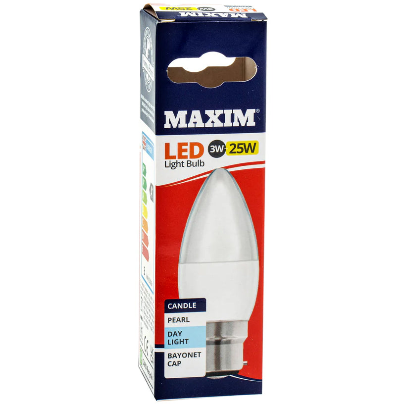 Maxim Led Candle Bc Day Light Pearl Bulb 3w~25w