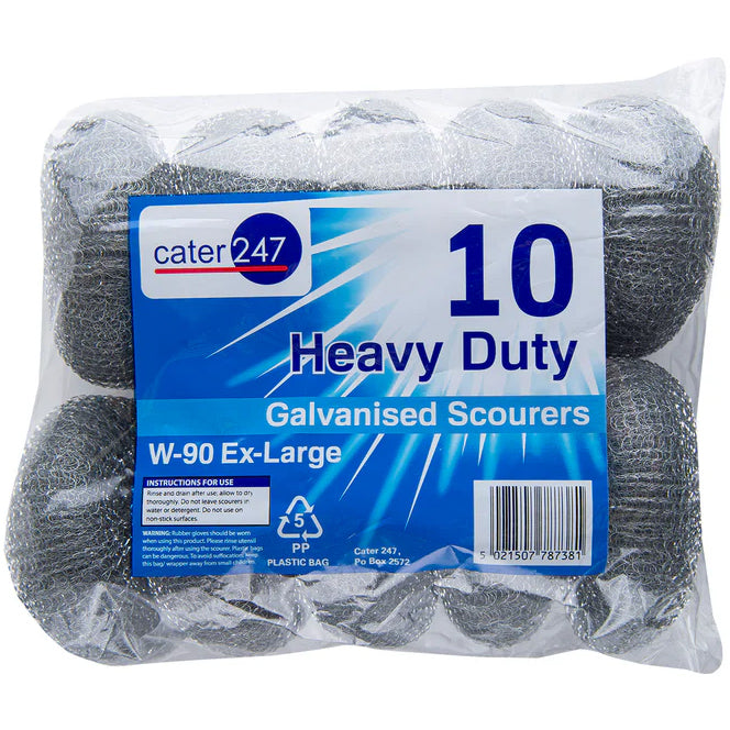 Cater 247 Galvanised Scourers Heavy Duty Ex-Large W90 10Pcs
