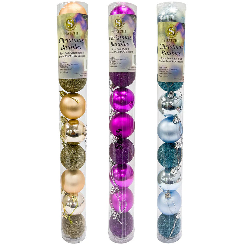 Shatchi Xmas Baubles 5cm 9Pcs