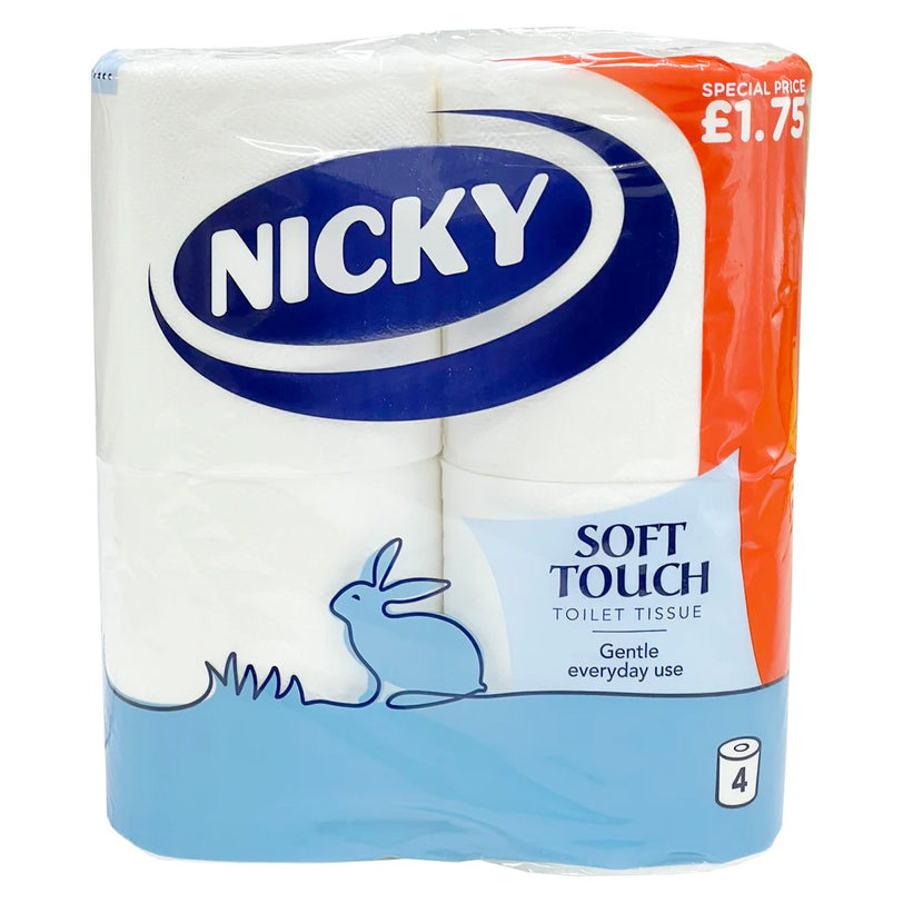 Nicky Soft Touch Gentle White Toilet Tissue 2 Ply PM £1.75 4 Roll