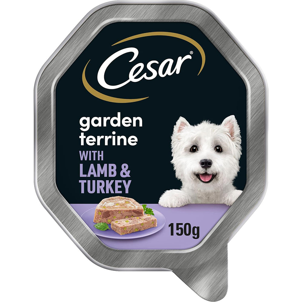 Cesar Garden Terrine Dog Food Tray Lamb, Turkey & Green Beans in Loaf 150g