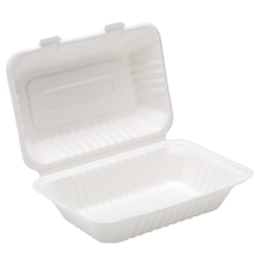 Natural Leaf Bagasse Meal Box 2 Comp White (9.8x6") 2x125Pcs