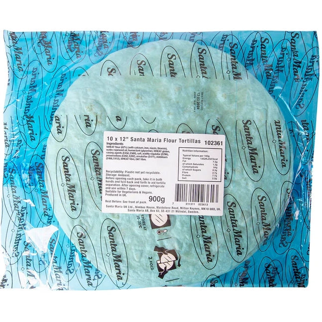 Santa Maria Flour Tortilla Wraps 12'' (Ambient) 900g 10pcs