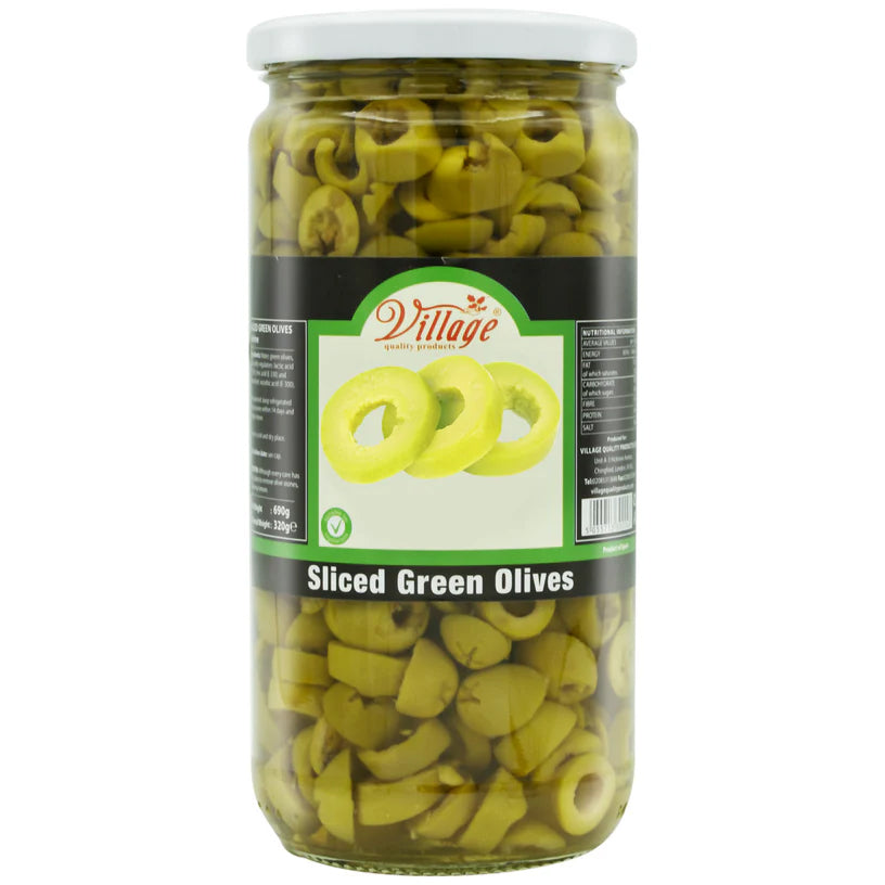 Village Sliced Green Olives (JAR) 720ml