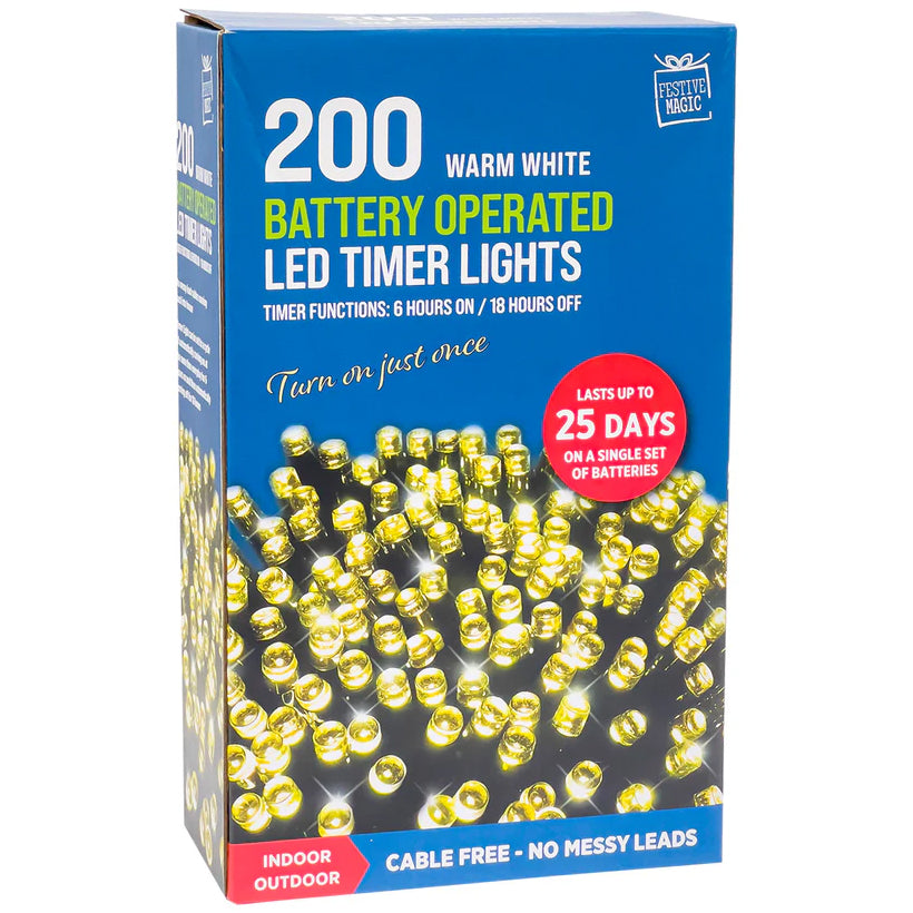 UBL-B/O 200 LED Timer Lights White XM0045