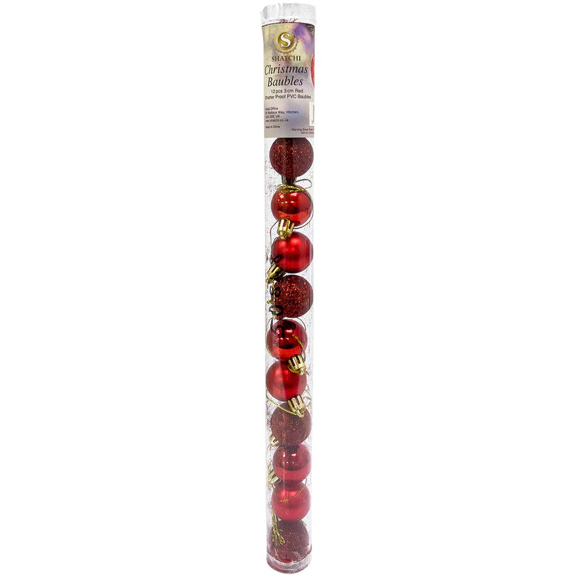 Shatchi Xmas Baubles 3cm 12Packs