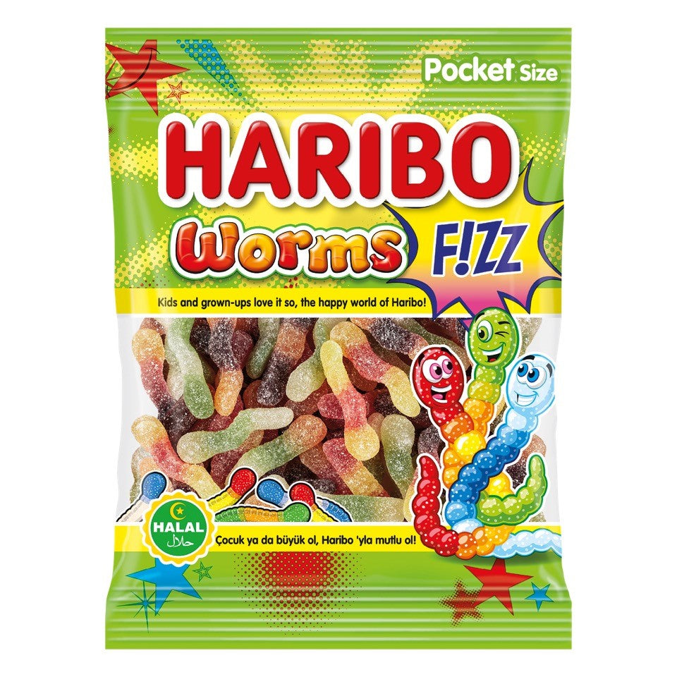 Haribo Fizz Worms Halal 80g