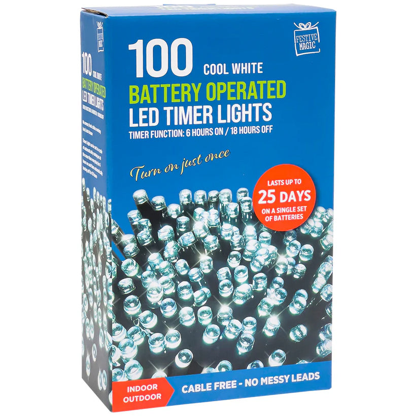 UBL-B/O 100 LED Timer Lights C.White XA5878