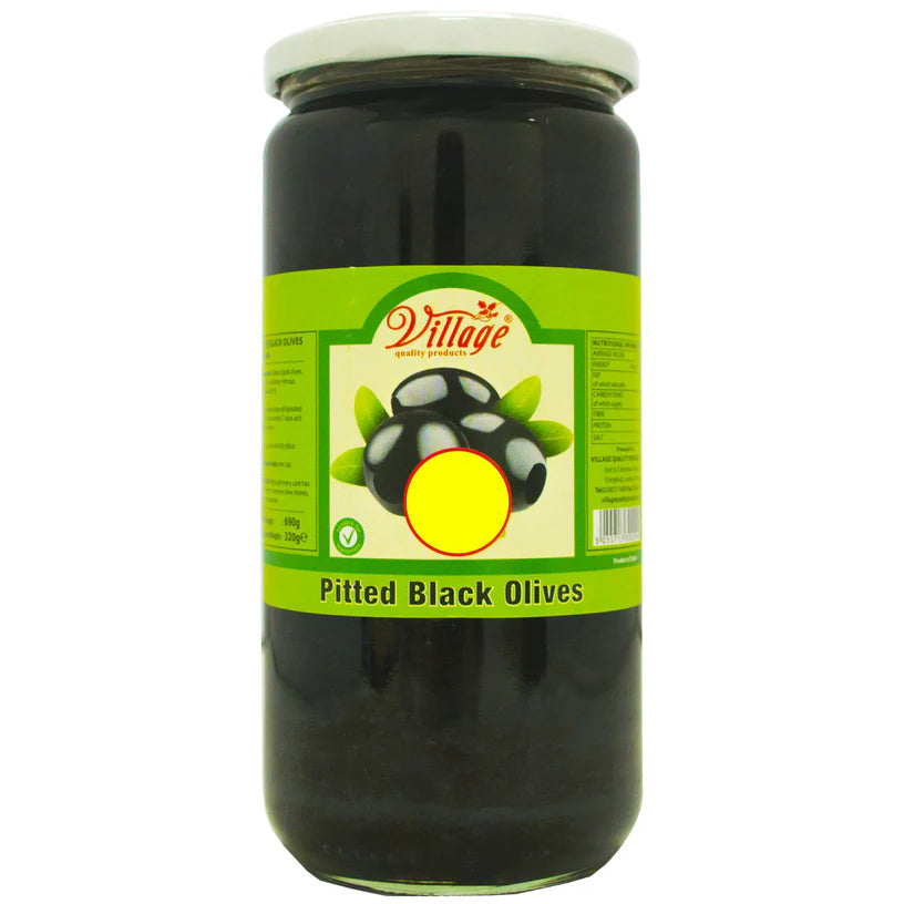 Village Pitted Black Olives (JAR) 720ml