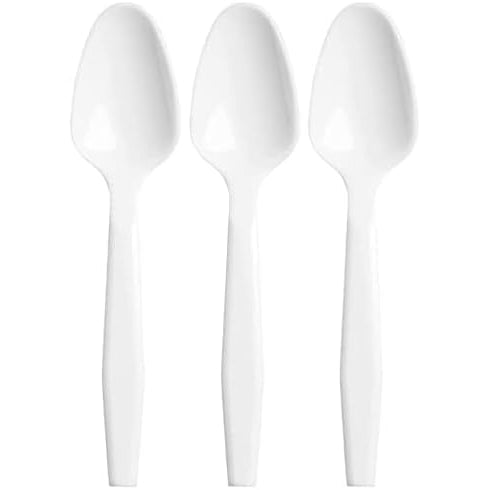 Heavy Duty White PP Deluxe Resusable Spoons 50Pcs