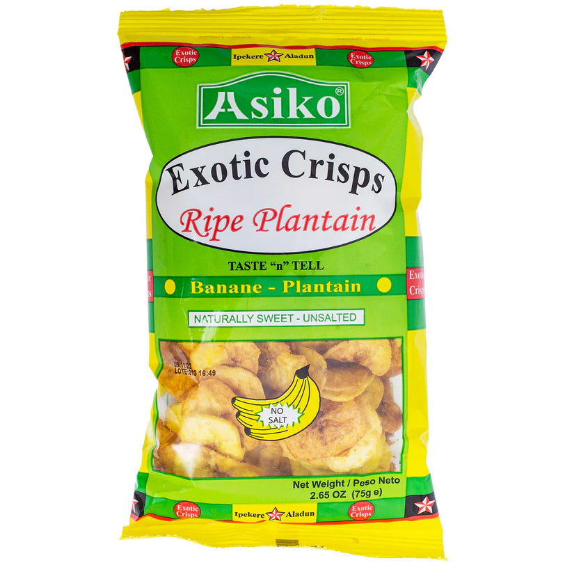 Asiko Exotic Crips Ripe Banane Plantain Unsalted (Green) 75g