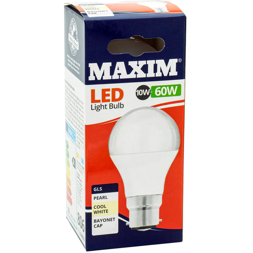 Maxim Led Gls Bc Cool White Pearl Bulb 10w~60w