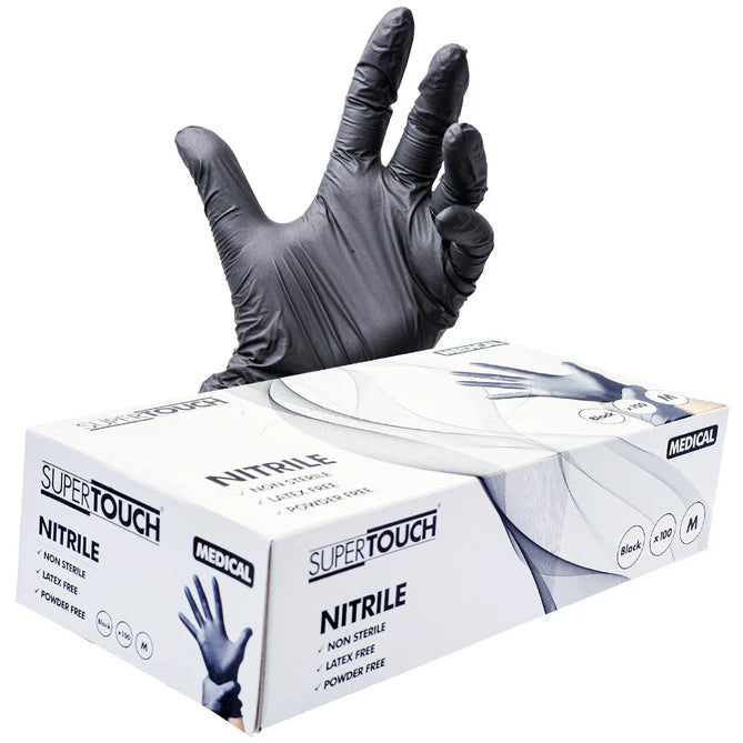 Black Nitrile Gloves Medium 100pcs