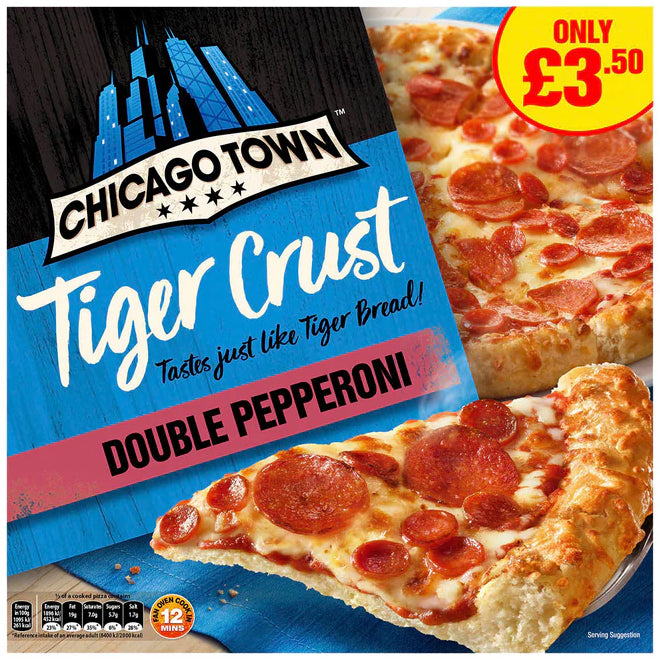 Chicago Town Tiger Crust Double Pepperoni Pizza 320g PMÃƒÆ’Ã†â€™ÃƒÂ¢Ã¢â€šÂ¬Ã…Â¡ÃƒÆ’Ã¢â‚¬Å¡Ãƒâ€šÃ‚Â£3.50