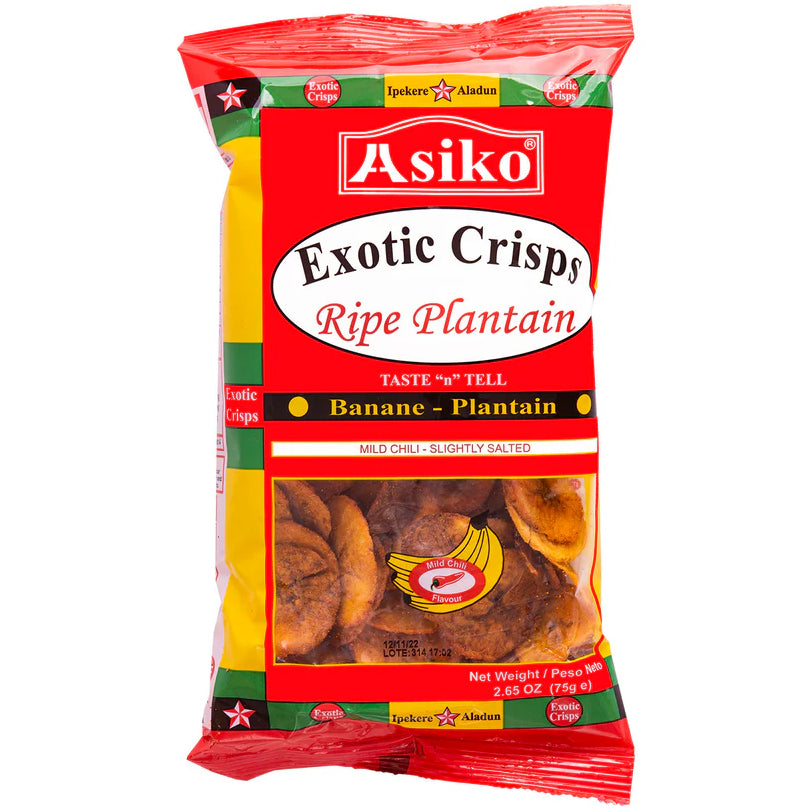 Asiko Exotic Crips Ripe Banane Plantain Mild Chilli Slighty Salted 75g