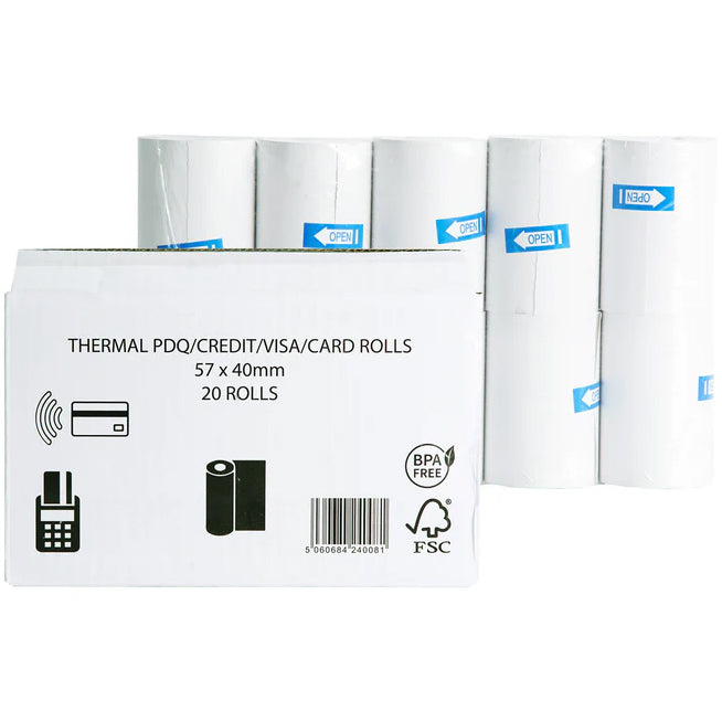 Thermal Till Rolls Credit Visa Card Rolls 20's (57x40mm)
