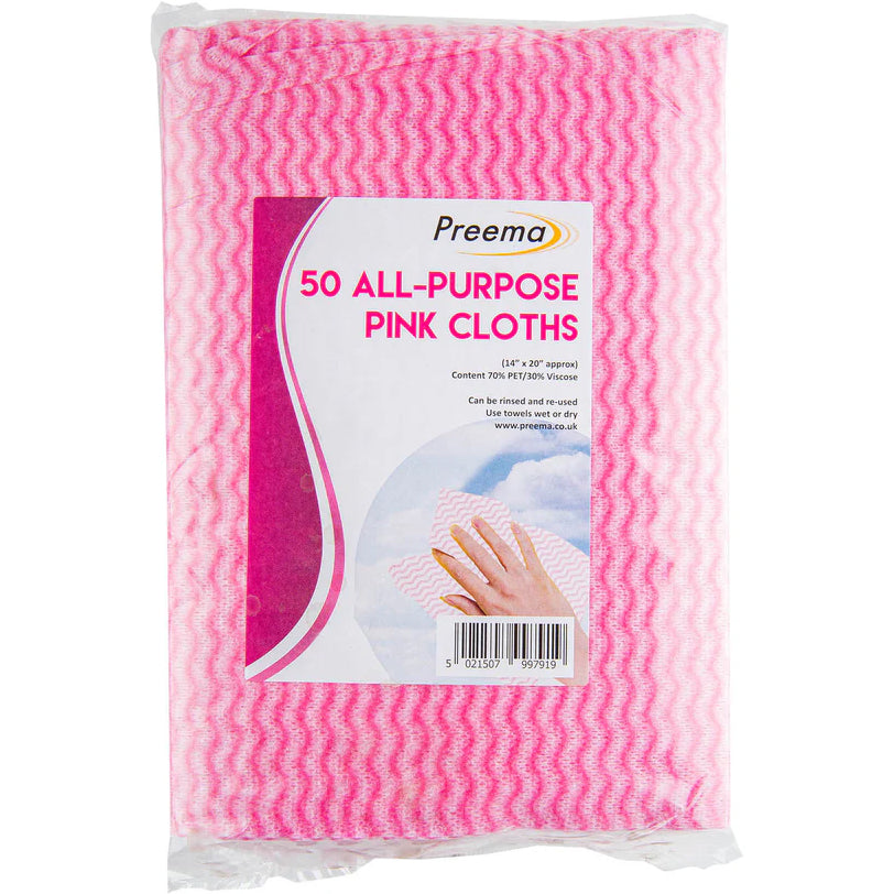 Preema All Purpose Cloths Pink 1x50pcs