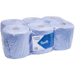 Swift Essential Centrefeed Blue Roll 2ply (55m) 6pcs