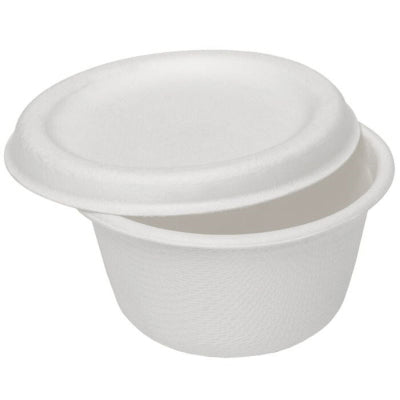 Bagasse Portion Pot+Lid  (59ml/2oz) White 50Pcs
