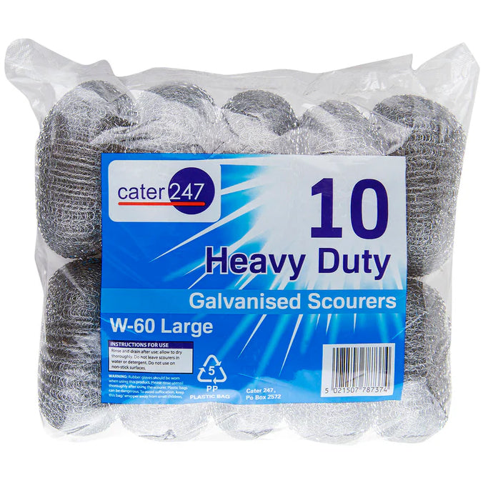 Cater 247 Galvanised Scourers Heavy Duty Large W60 10Pcs