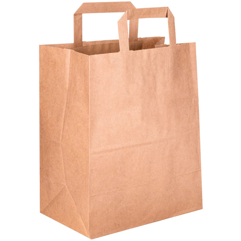 Flat Handle Brown SOS Large Paper Bag (250x140x300mm) 125Pcs