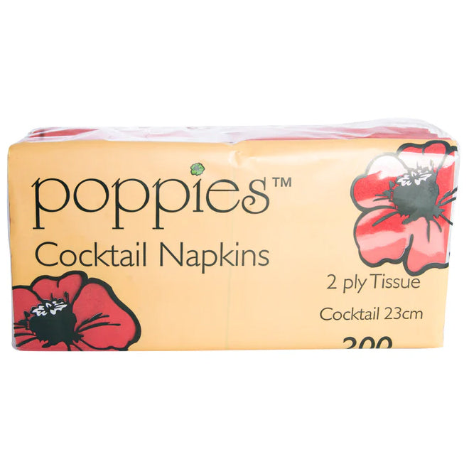Poppies Cocktail Napkins (Red) (24x24cm) 200Pcs