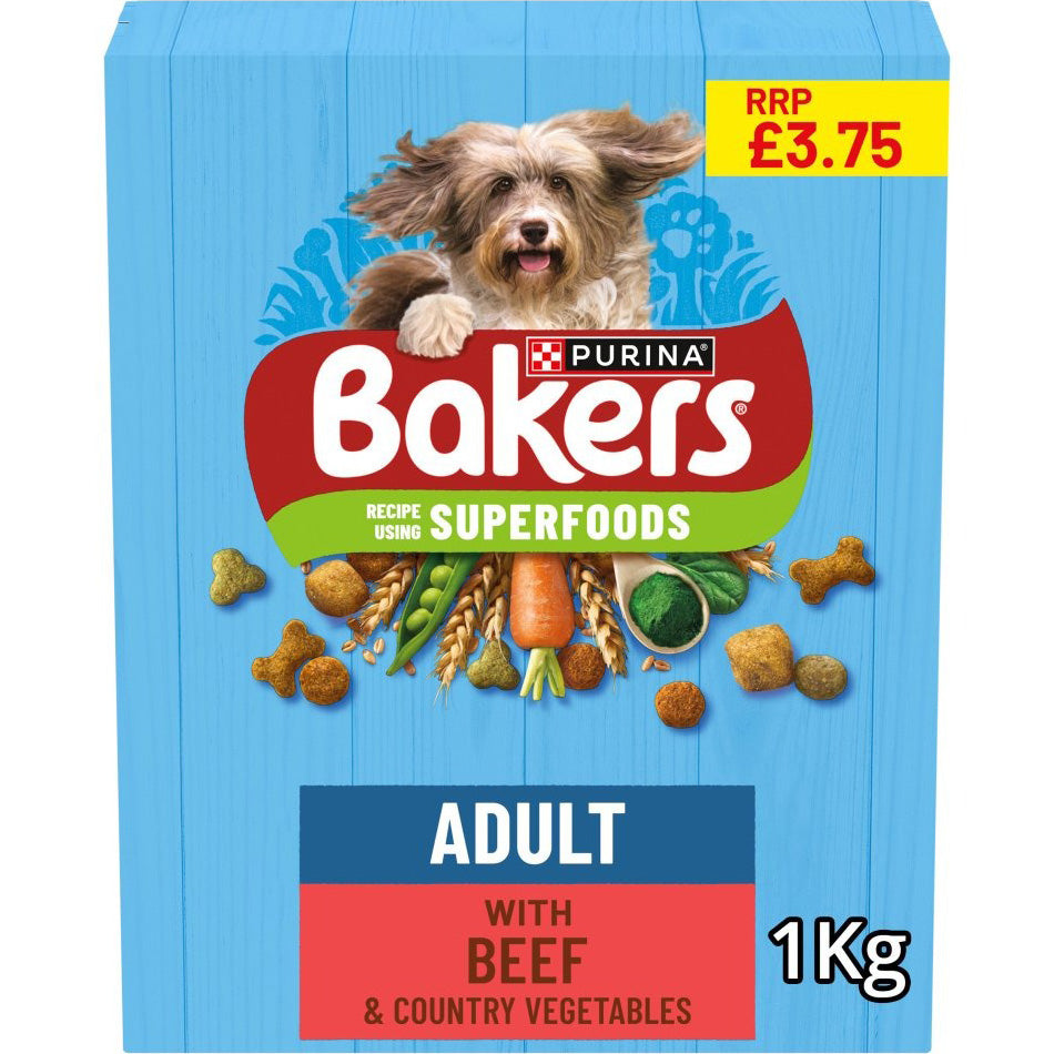 BAKERS Beef with Vegetables Dry Dog Food PMP £3.75 1kg