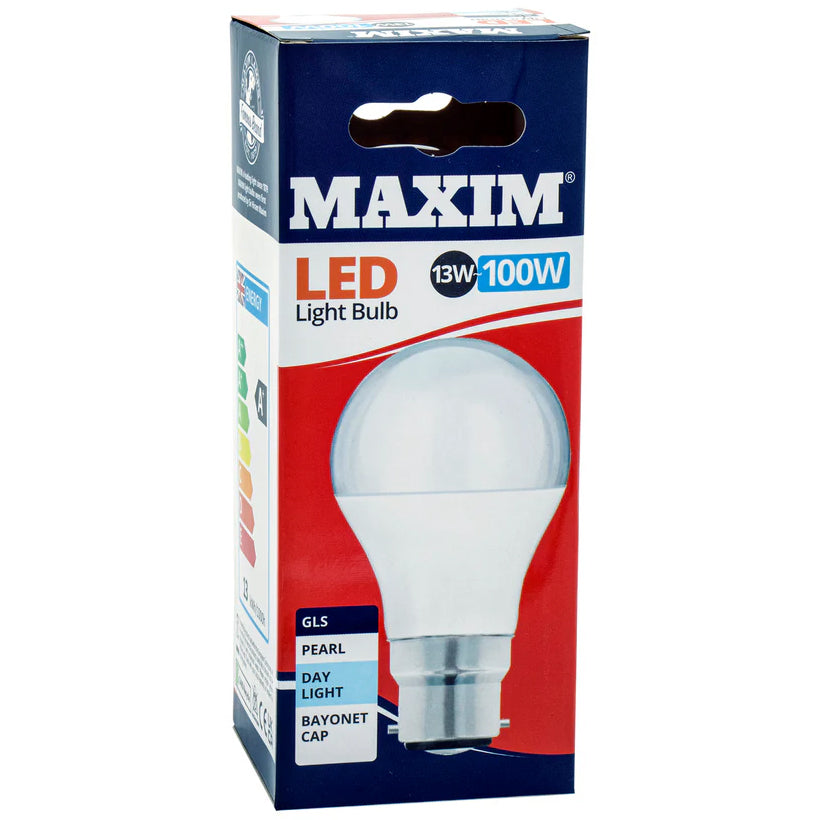 Maxim Led Gls Bc Day Light Pearl Bulb 13w~100w