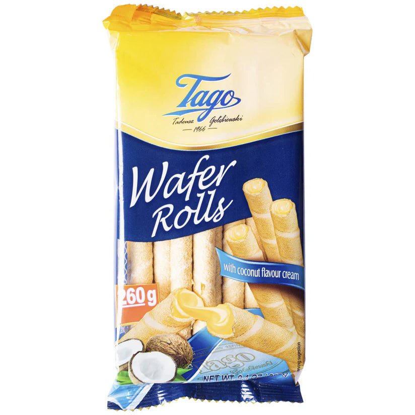 Tago Wafer Rolls with Coconut Flavour Cream 260g