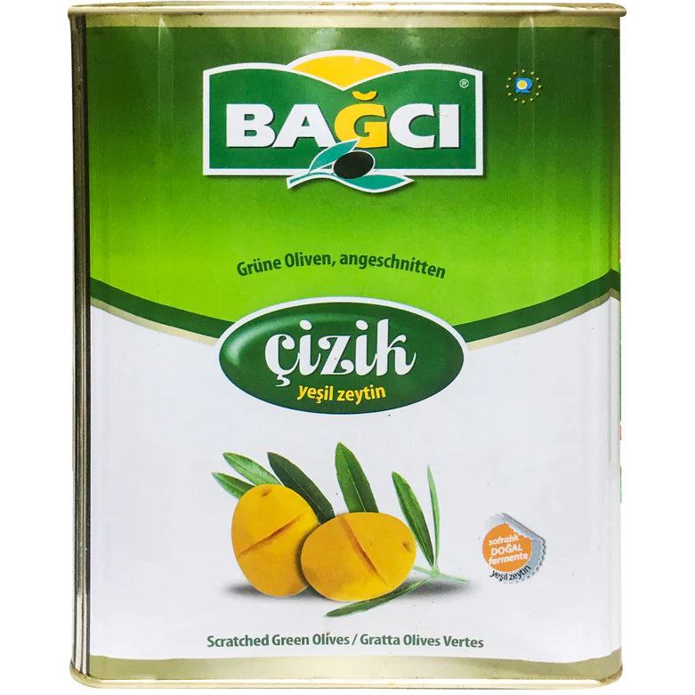 BAGCI Green Scratched [Cizik] Olives (Green TIN) 10kg
