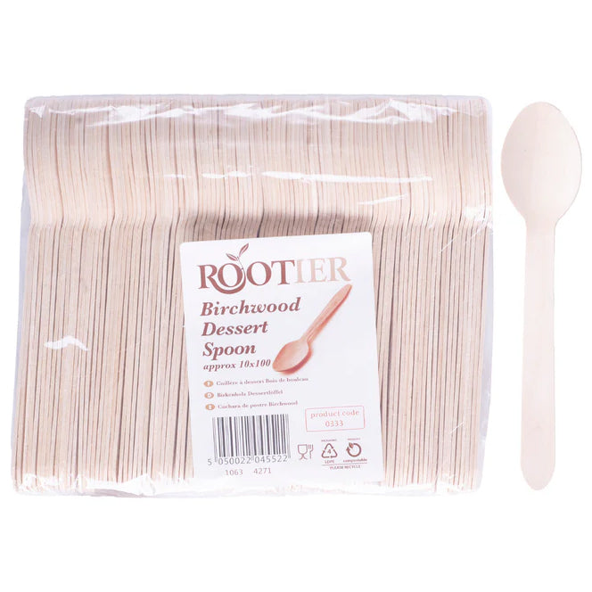 Wooden Dessert Spoon 100Pcs