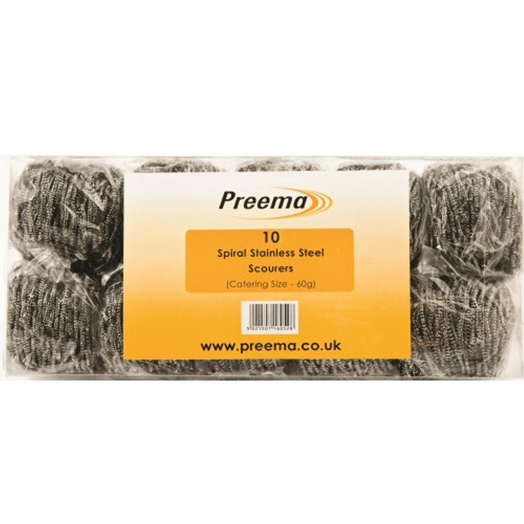 Preema Spiral Stainless Steel Scourers 60G 10Pcs