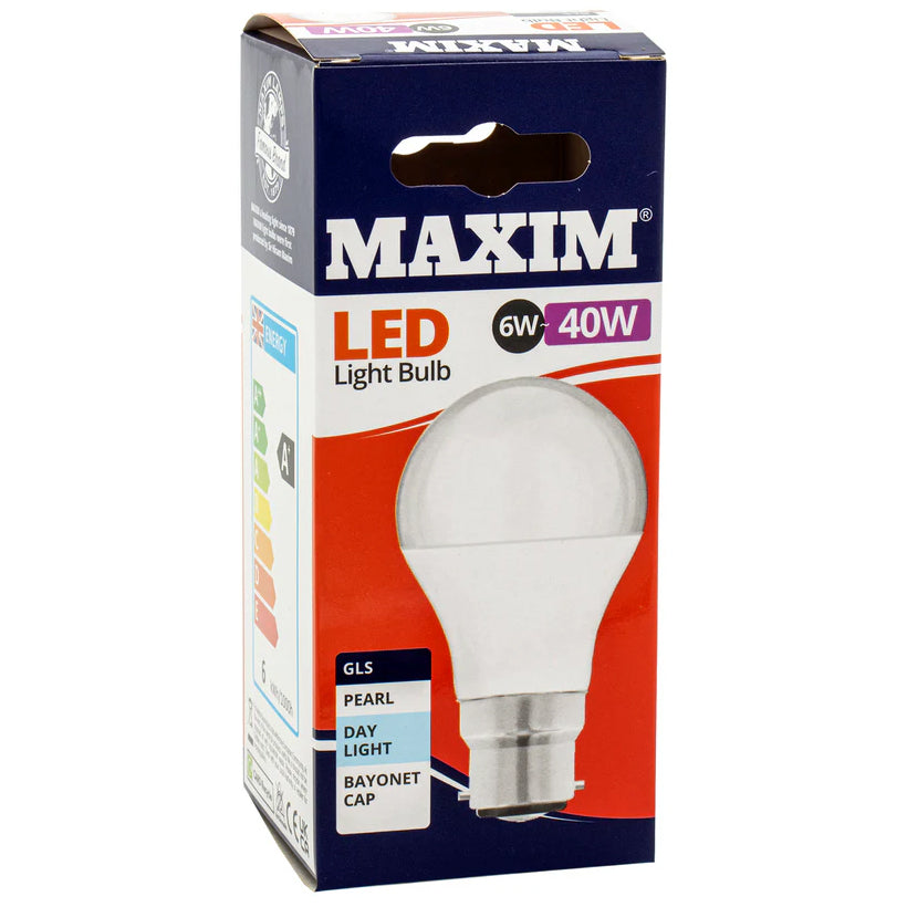 Maxim Led Gls Bc Day Light Pearl Bulb 6w~40w