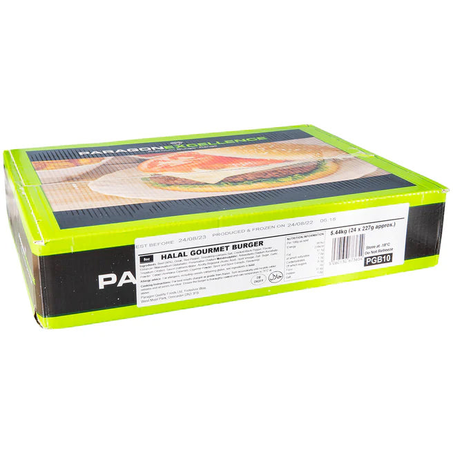 Paragon Hand Made Halal Gourmet Burger 8oz (PGB10) 24x226g
