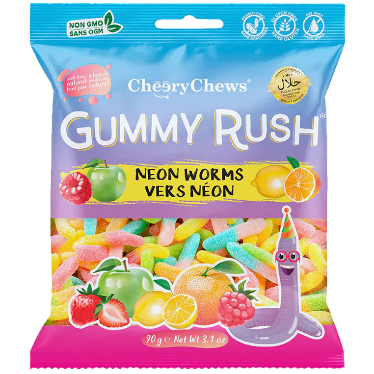 Gummy Rush Neon Worms 12x90gr